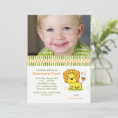 Leo Photo Birthday Party Invitation Kaart (Staand voorkant)