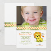 Leo Photo Birthday Party Invitation Kaart (Voorkant / Achterkant)