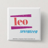 Leo Pink Vierkante Button 5,1 Cm (Voorkant)