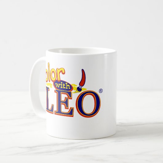 Leo Portret met Logo Mok (Voorkant links)