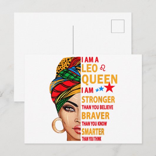 Leo queen I am stronger funny birthday gift for Le Feestdagenkaart (Voorkant / Achterkant)