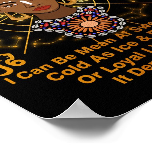 Leo Queen Sweet als Snoep Birthday voor zwarte vro Poster (Hoek)