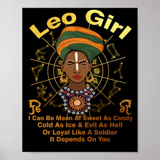 Leo Queen Sweet als Snoep Birthday voor zwarte vro Poster (Voorkant)