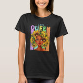 Leo Queen Zonnebloem Zwart Meisje Natuurlijk Haar  T-shirt (Voorkant)