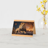 Leo Radiant Roar - Gelukkige Verjaardag Kaart (Gele Bloem)