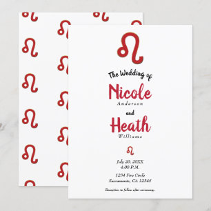 LEO Red Zodiac Astrology June Wedding August Kaart