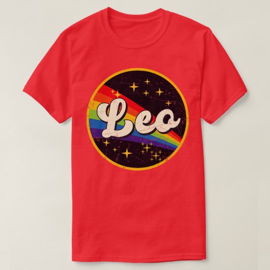 Leo regenboog in ruimte  grunge stijl t-shirt (Design voorkant)