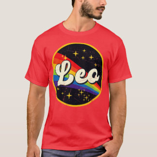 Leo regenboog in ruimte  grunge stijl t-shirt