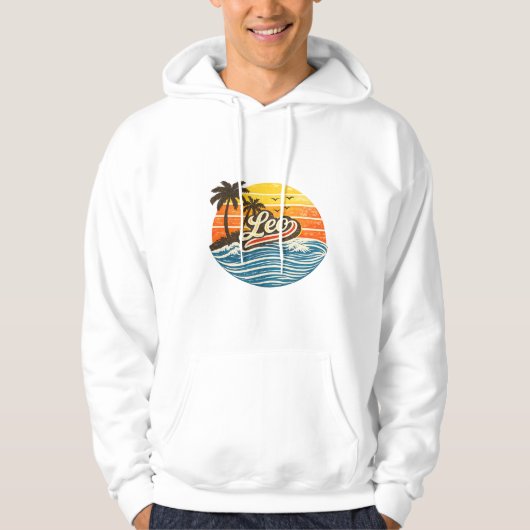 Leo Retro Sunset Naamontwerp Hoodie (Voorkant)