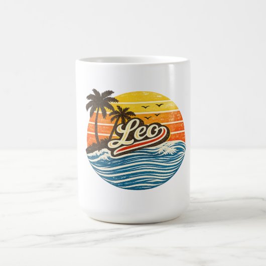 Leo Retro Sunset Naamontwerp Koffiemok (Center)