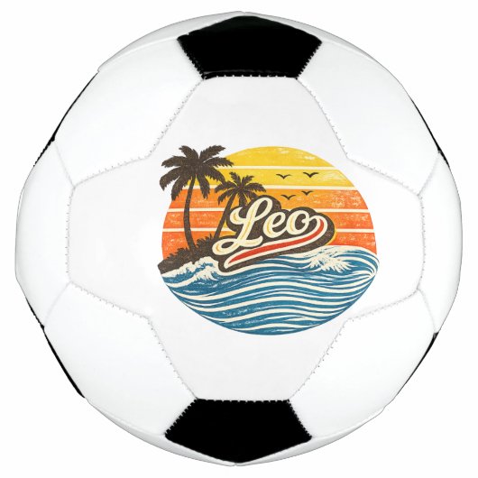 Leo Retro Sunset Naamontwerp Voetbal (Voorkant)