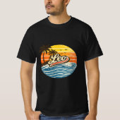 Leo Retro Zonsondergang Naam Ontwerp T-shirt (Voorkant)