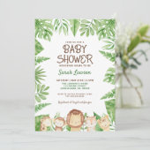 Leo Safari Baby shower Oerwoud Thema Uitnodiging (Staand voorkant)