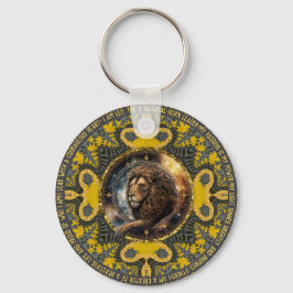 Leo Sign Affirmaties Goudgeel Fractal Mandala Sleutelhanger