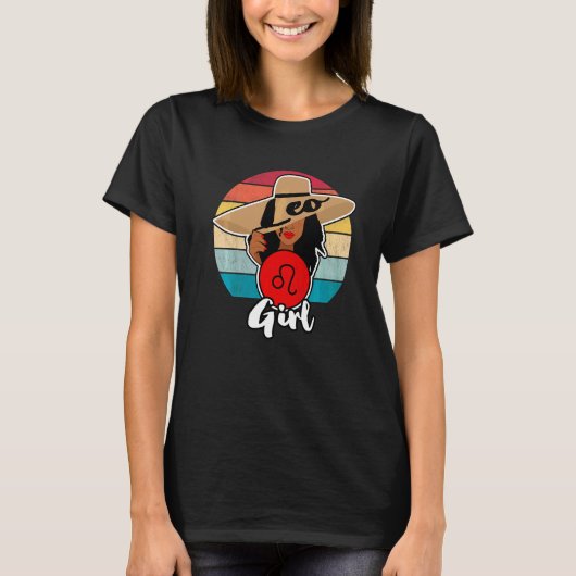 Leo Sign Girl Queen Happy Birthday juli en augustu T-shirt (Voorkant)