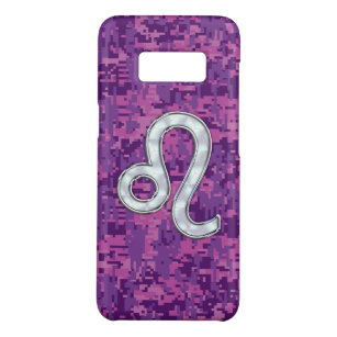 Leo Sign on Girly Pink Fuchsia Digital Camo Case-Mate Samsung Galaxy S8 Hoesje