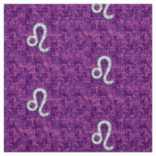 Leo Sign on Girly Pink Fuchsia Digital Camo Stof