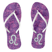 Leo Sign on Girly Pink Fuchsia Digital Camo Teenslippers (Voetbed)