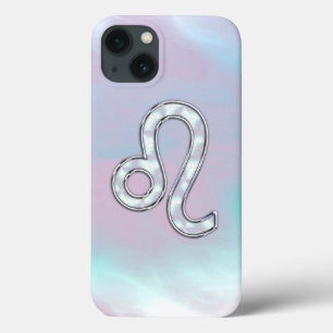 Leo Sign on Pastels Nacre Moeder van Parelstijl iPhone 13 Hoesje