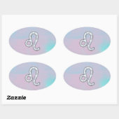 Leo Sign on Pastels Nacre Moeder van Parelstijl Ovale Sticker (Vel)