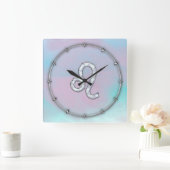 Leo Sign on Pastels Nacre Moeder van Parelstijl Vierkante Klok (Huis)