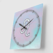 Leo Sign on Pastels Nacre Moeder van Parelstijl Vierkante Klok (Hoek)