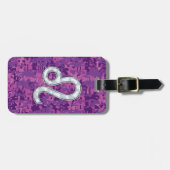 Leo Sign on Pink Fuchsia Digital Camouflage Bagagelabel (Voorkant horizontaal)