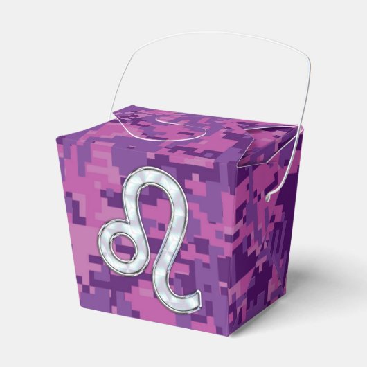 Leo Sign on Pink Fuchsia Digital Camouflage Bedankdoosjes (Voorkant Zijde)