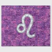Leo Sign on Pink Fuchsia Digital Camouflage Cadeaupapier (Vlak)