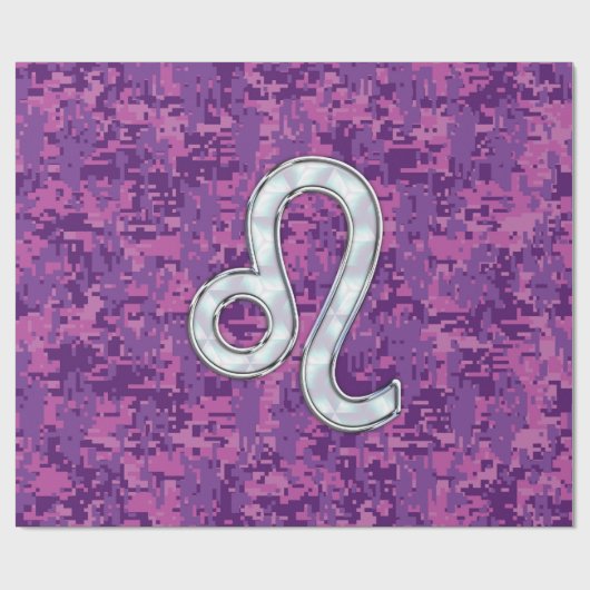 Leo Sign on Pink Fuchsia Digital Camouflage Cadeaupapier (Vlak)