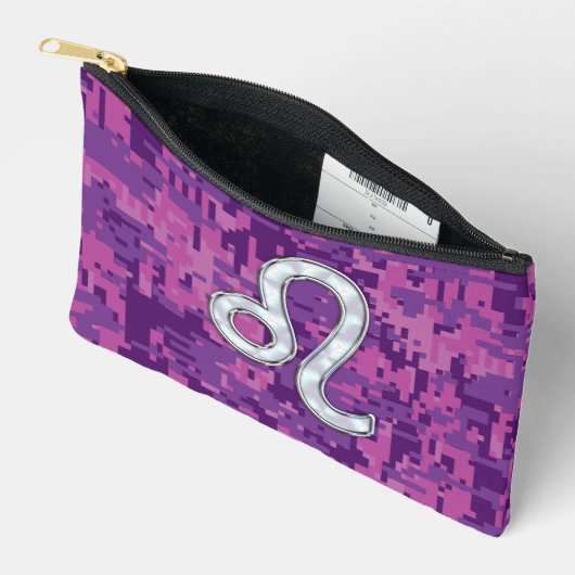 Leo Sign on Pink Fuchsia Digital Camouflage Etui (Open)