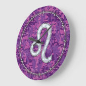 Leo Sign on Pink Fuchsia Digital Camouflage Grote Klok (Hoek)