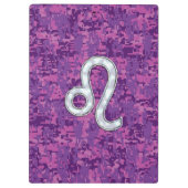Leo Sign on Pink Fuchsia Digital Camouflage Klembord (Achterkant)