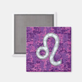 Leo Sign on Pink Fuchsia Digital Camouflage Magneet (Voorkant / Achterkant)