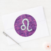 Leo Sign on Pink Fuchsia Digital Camouflage Ronde Sticker (Envelop)