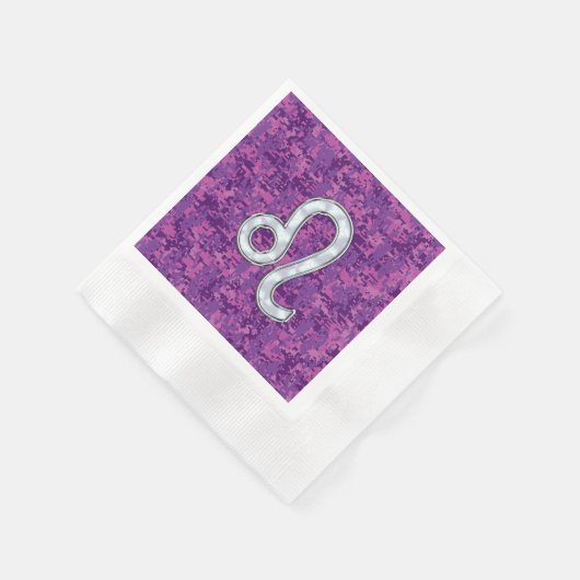 Leo Sign on Pink Fuchsia Digital Camouflage Servetten (Hoek)