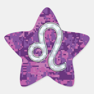 Leo Sign on Pink Fuchsia Digital Camouflage Ster Sticker