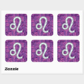 Leo Sign on Pink Fuchsia Digital Camouflage Vierkante Sticker (Vel)