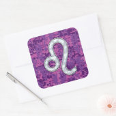 Leo Sign on Pink Fuchsia Digital Camouflage Vierkante Sticker (Envelop)