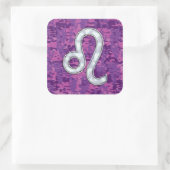 Leo Sign on Pink Fuchsia Digital Camouflage Vierkante Sticker (Tas)