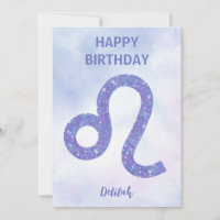 Leo Sign Speciaal Paars Happy Birthday