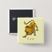 Leo Sign Square Pin Vierkante Button 5,1 Cm (Voorkant /achterkant)