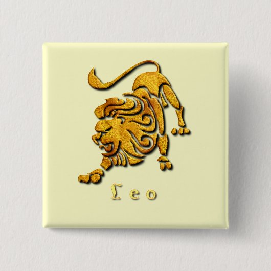 Leo Sign Square Pin Vierkante Button 5,1 Cm (Voorkant)