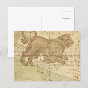 Leo star sign restored antieke map Briefkaart