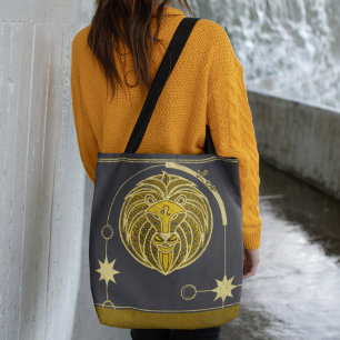 Leo sterrenbeeld Goud Geel Grijs Mandala Tote Bag
