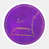 Leo sterrenbeeld Gouden folie Constellatie Ronde Sticker (Voorkant)