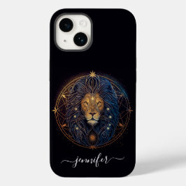 Leo sterrenbeeld zwart en goud Case-Mate iPhone ho 14 Hoesje