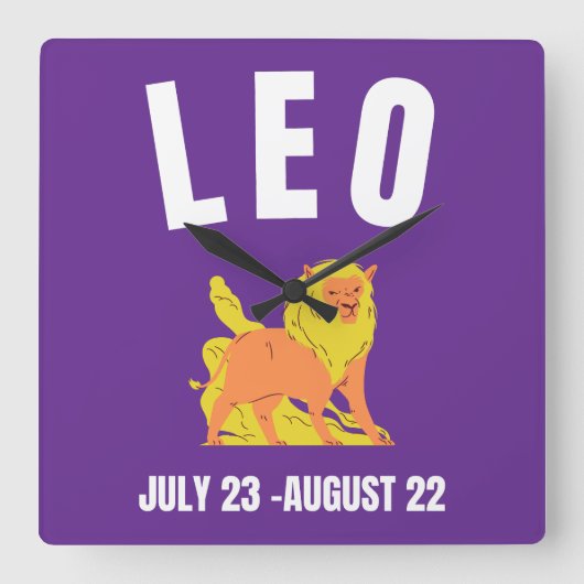Leo-sterteken Vierkante Klok (Voorkant)