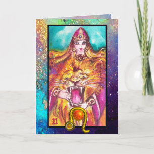 LEO, STRENGHT TAROT ASTROLOGY ZODIAC BIRTHDAY KAART