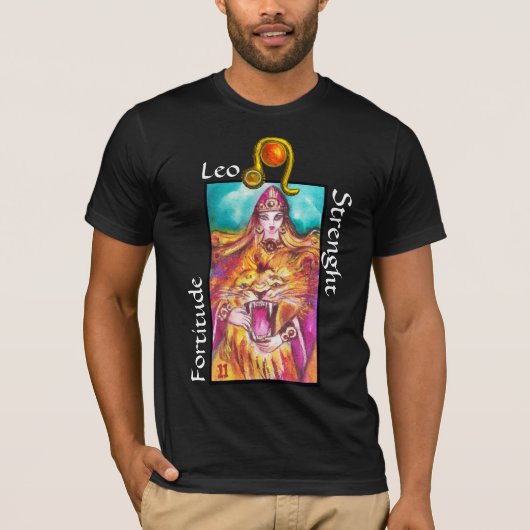 LEO, STRENGHT TAROT ASTROLOGY ZODIAC BIRTHDAY SIGN T-SHIRT (Voorkant)